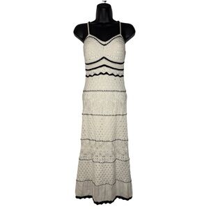 Boho Cream and‎ Black Crochet Maxi Dress